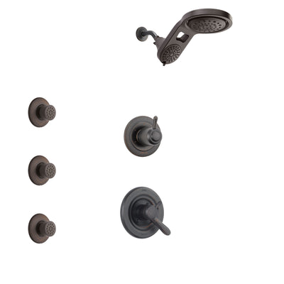 Delta Lahara Venetian Bronze Finish Shower System with Dual Control Handle, 3-Setting Diverter, Dual Showerhead, and 3 Body Sprays SS1738RB4