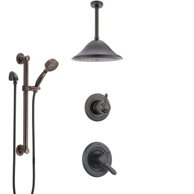 Delta Lahara Venetian Bronze Shower System with Dual Control Handle, Diverter, Ceiling Mount Showerhead, and Hand Shower with Grab Bar SS1738RB8