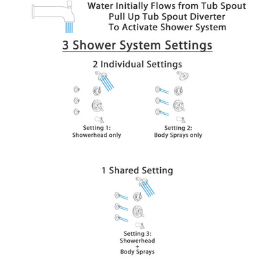 Delta Lahara Stainless Steel Finish Tub and Shower System with Dual Control Handle, 3-Setting Diverter, Showerhead, and 3 Body Sprays SS17438SS1
