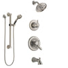 Delta Lahara Stainless Steel Finish Tub and Shower System with Dual Control Handle, Diverter, Showerhead, and Hand Shower with Grab Bar SS17438SS3