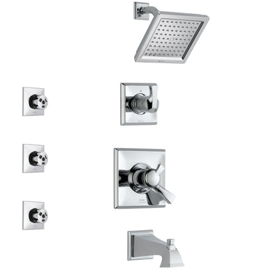 Delta Dryden Chrome Finish Tub and Shower System with Dual Control Handle, 3-Setting Diverter, Showerhead, and 3 Body Sprays SS1745112