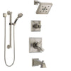Delta Dryden Stainless Steel Finish Tub and Shower System with Dual Control Handle, Diverter, Showerhead, and Hand Shower with Grab Bar SS174512SS3