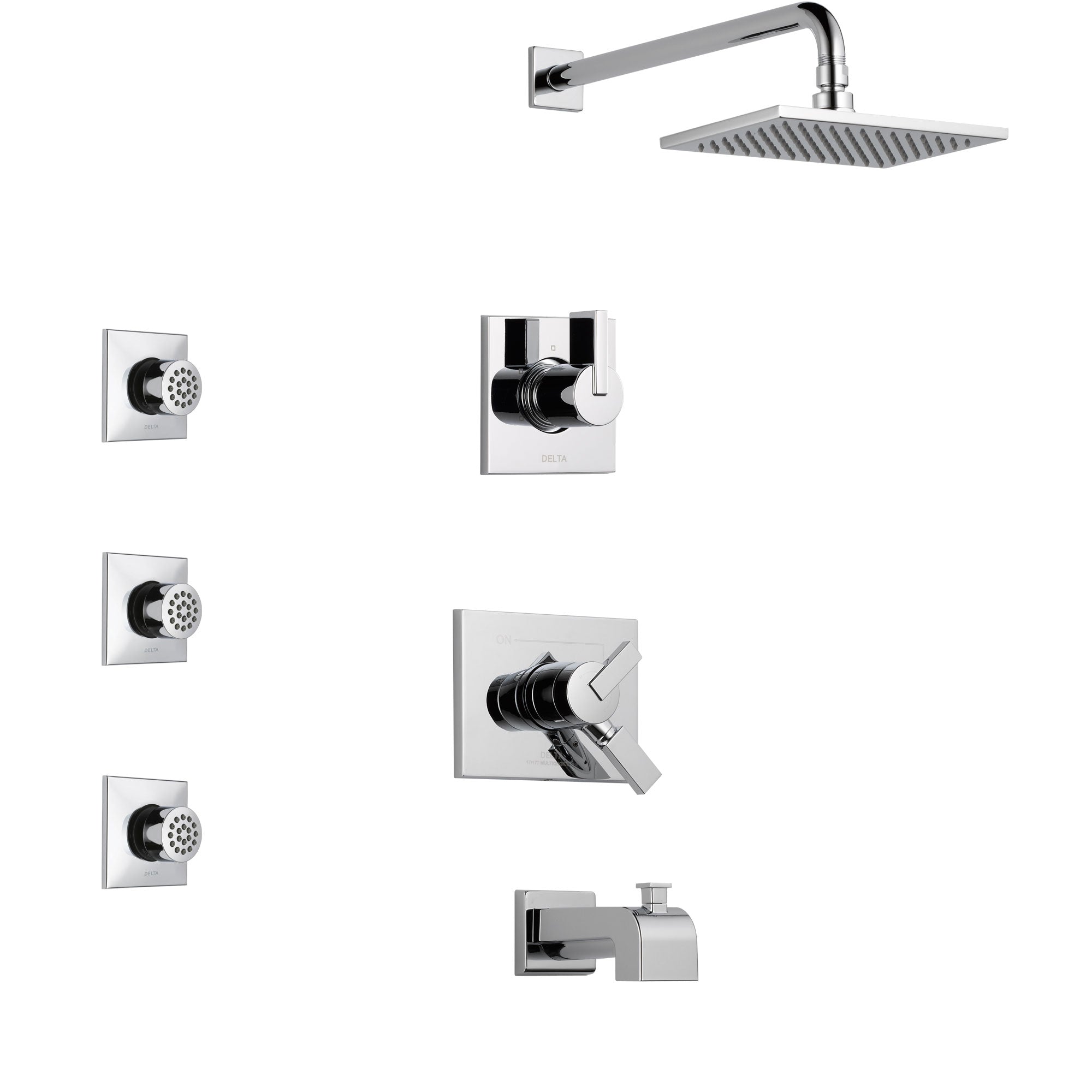 Delta Vero Chrome Finish Tub and Shower System with Dual Control Handle, 3-Setting Diverter, Showerhead, and 3 Body Sprays SS1745311