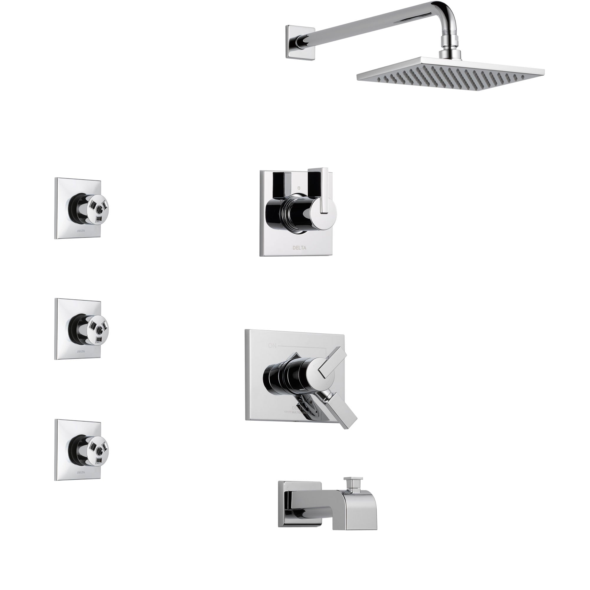 Delta Vero Chrome Finish Tub and Shower System with Dual Control Handle, 3-Setting Diverter, Showerhead, and 3 Body Sprays SS1745312
