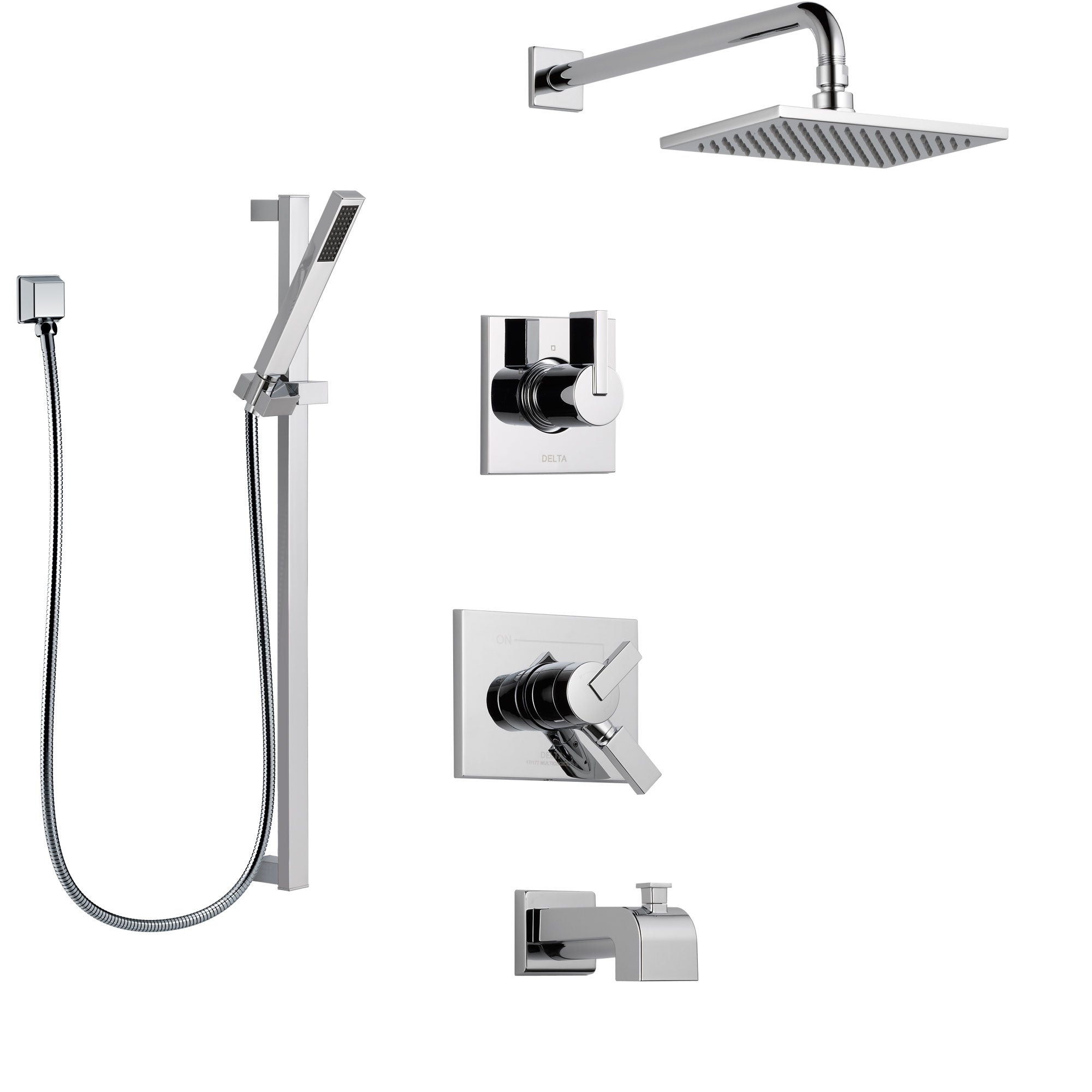 Delta Vero Chrome Finish Tub and Shower System with Dual Control Handle, 3-Setting Diverter, Showerhead, and Hand Shower with Slidebar SS1745314