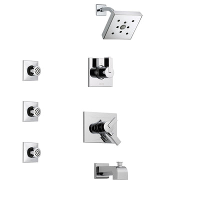 Delta Vero Chrome Finish Tub and Shower System with Dual Control Handle, 3-Setting Diverter, Showerhead, and 3 Body Sprays SS1745321