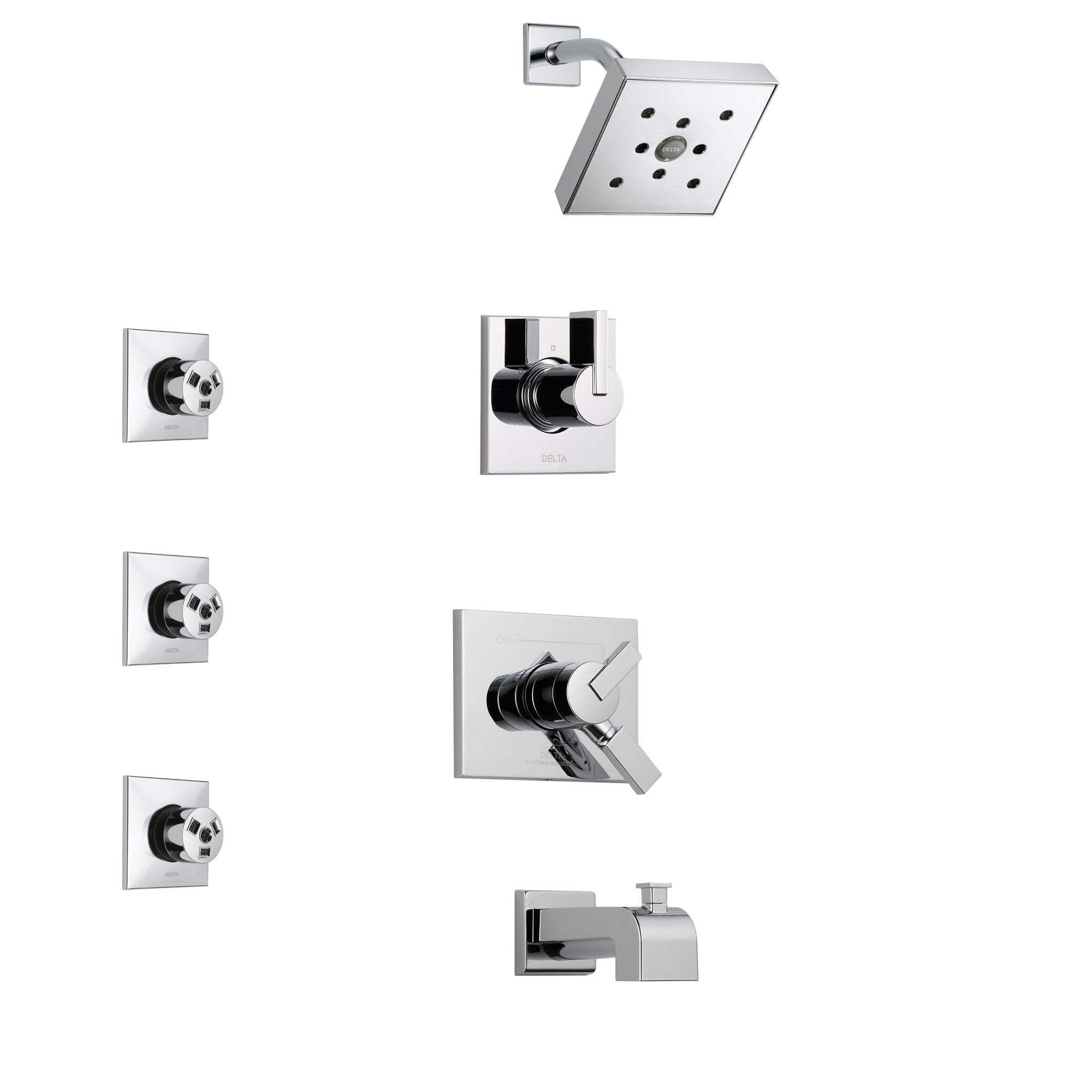 Delta Vero Chrome Finish Tub and Shower System with Dual Control Handle, 3-Setting Diverter, Showerhead, and 3 Body Sprays SS1745322
