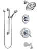 Delta Victorian Chrome Finish Tub and Shower System with Dual Control Handle, 3-Setting Diverter, Showerhead, and Hand Shower with Grab Bar SS1745523