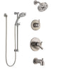 Delta Trinsic Stainless Steel Finish Dual Control Handle Tub and Shower System, Diverter, Showerhead, and Temp2O Hand Shower with Slidebar SS17459SS4