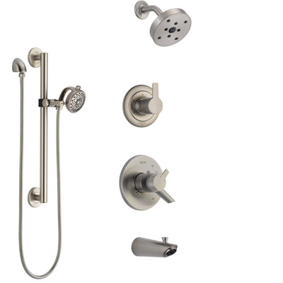 Delta Compel Stainless Steel Finish Tub and Shower System with Dual Control Handle, Diverter, Showerhead, and Hand Shower with Grab Bar SS17461SS6