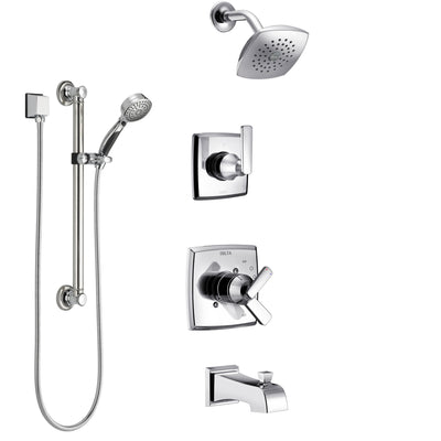 Delta Ashlyn Chrome Finish Tub and Shower System with Dual Control Handle, 3-Setting Diverter, Showerhead, and Hand Shower with Grab Bar SS174643