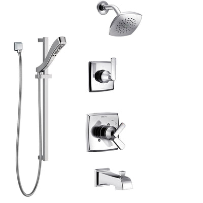 Delta Ashlyn Chrome Finish Tub and Shower System with Dual Control Handle, 3-Setting Diverter, Showerhead, and Hand Shower with Slidebar SS174644