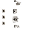 Delta Ashlyn Stainless Steel Finish Tub and Shower System with Dual Control Handle, 3-Setting Diverter, Showerhead, and 3 Body Sprays SS17464SS1