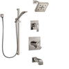 Delta Ara Stainless Steel Finish Tub and Shower System with Dual Control Handle, Diverter, Showerhead, and Hand Shower with Slidebar SS17467SS4