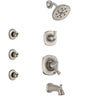 Delta Addison Stainless Steel Finish Tub and Shower System with Dual Control Handle, 3-Setting Diverter, Showerhead, and 3 Body Sprays SS17492SS1