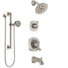 Delta Addison Stainless Steel Finish Tub and Shower System with Dual Control Handle, Diverter, Showerhead, and Hand Shower with Grab Bar SS17492SS4