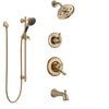 Delta Linden Champagne Bronze Tub and Shower System with Dual Control Handle, 3-Setting Diverter, Showerhead, and Hand Shower with Slidebar SS17494CZ3