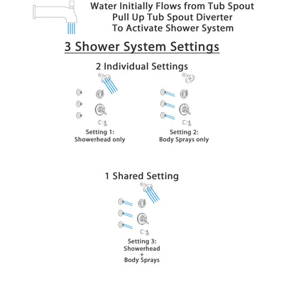 Delta Linden Stainless Steel Finish Tub and Shower System with Dual Control Handle, 3-Setting Diverter, Showerhead, and 3 Body Sprays SS17494SS2