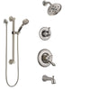 Delta Linden Stainless Steel Finish Tub and Shower System with Dual Control Handle, Diverter, Showerhead, and Hand Shower with Grab Bar SS17494SS3
