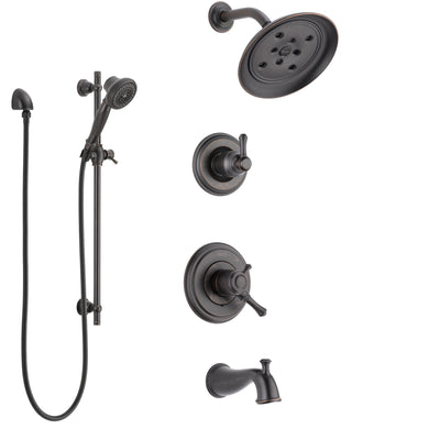 Delta Cassidy Venetian Bronze Tub and Shower System with Dual Control Handle, 3-Setting Diverter, Showerhead, and Hand Shower with Slidebar SS17497RB5