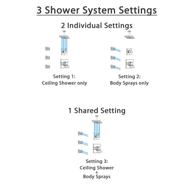 Delta Dryden Polished Nickel Finish Shower System with Dual Control Handle, 3-Setting Diverter, Ceiling Mount Showerhead, and 3 Body Sprays SS1751PN5