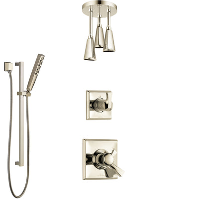 Delta Dryden Polished Nickel Shower System with Dual Control Handle, Diverter, Ceiling Mount Showerhead, and Hand Shower with Slidebar SS1751PN8