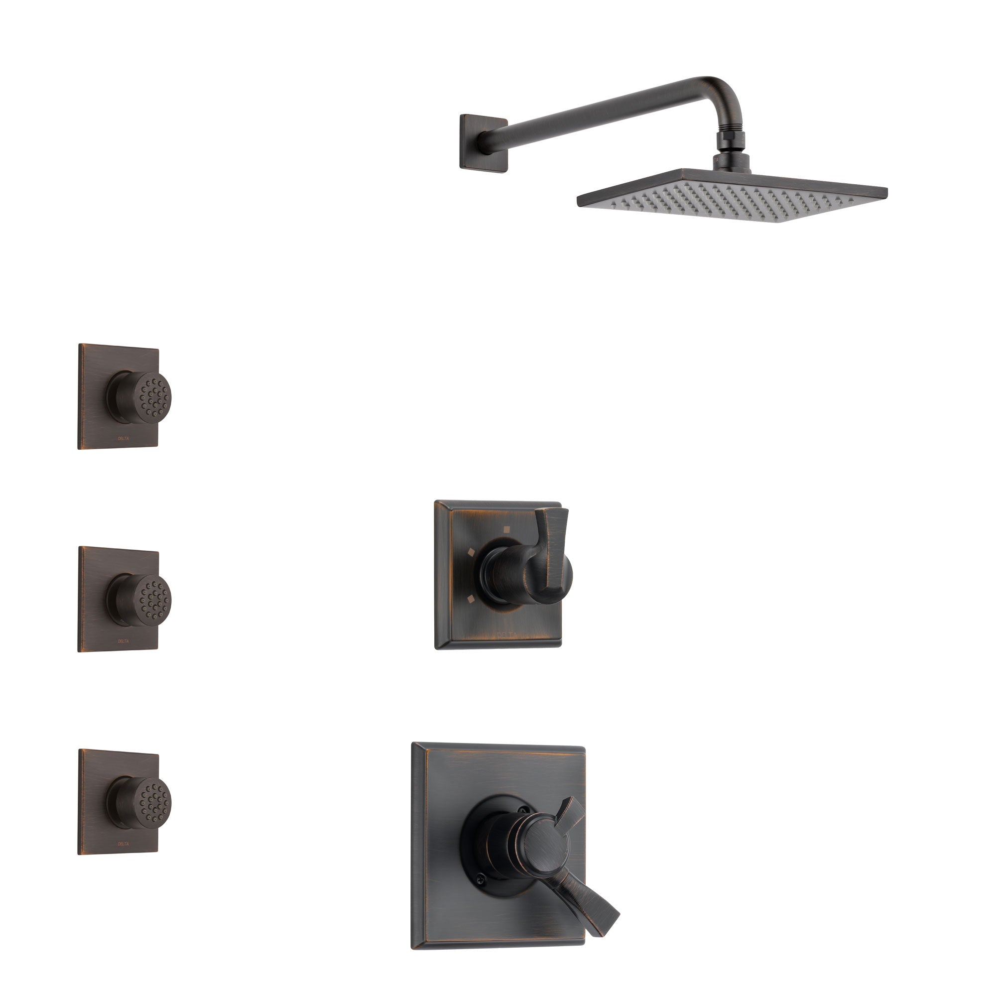 Delta Dryden Venetian Bronze Finish Shower System with Dual Control Handle, 3-Setting Diverter, Showerhead, and 3 Body Sprays SS1751RB7