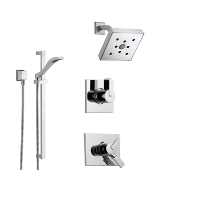 Delta Vero Chrome Shower System with Dual Control Shower Handle, 3-setting Diverter, Modern Showerhead, and Handheld Shower SS175381