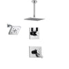 Delta Vero Chrome Shower System with Dual Control Shower Handle, 3-setting Diverter, Modern Square Showerhead, and Large Ceiling Mount Rain Showerhead SS175384