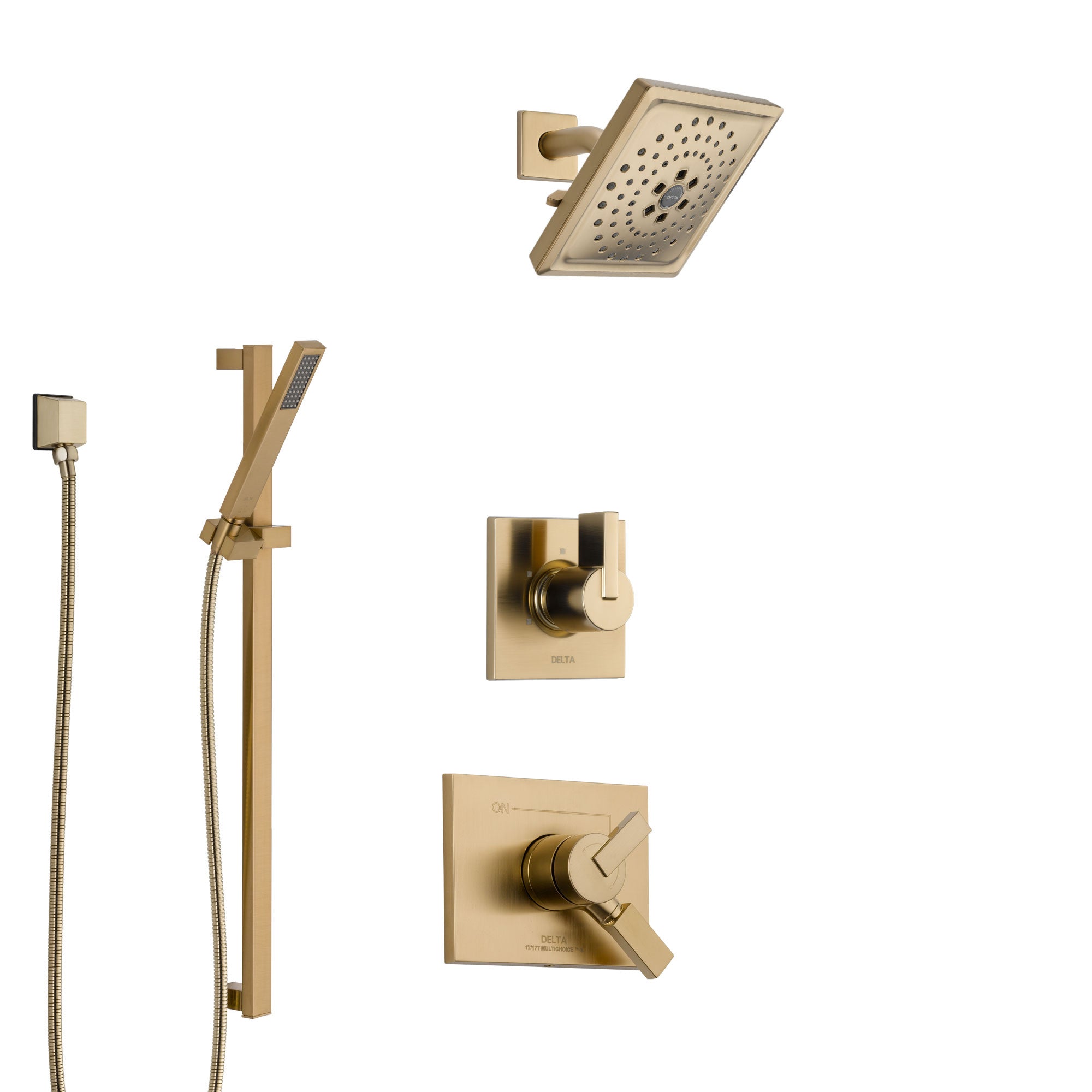 Delta Vero Champagne Bronze Finish Shower System with Dual Control Handle, 3-Setting Diverter, Showerhead, and Hand Shower with Slidebar SS1753CZ3
