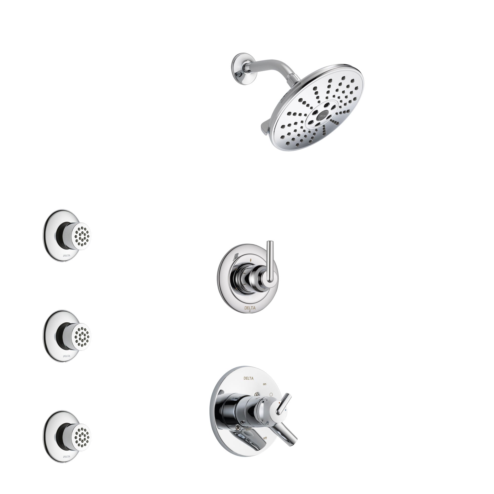 Delta Trinsic Chrome Finish Shower System with Dual Control Handle, 3-Setting Diverter, Showerhead, and 3 Body Sprays SS17597