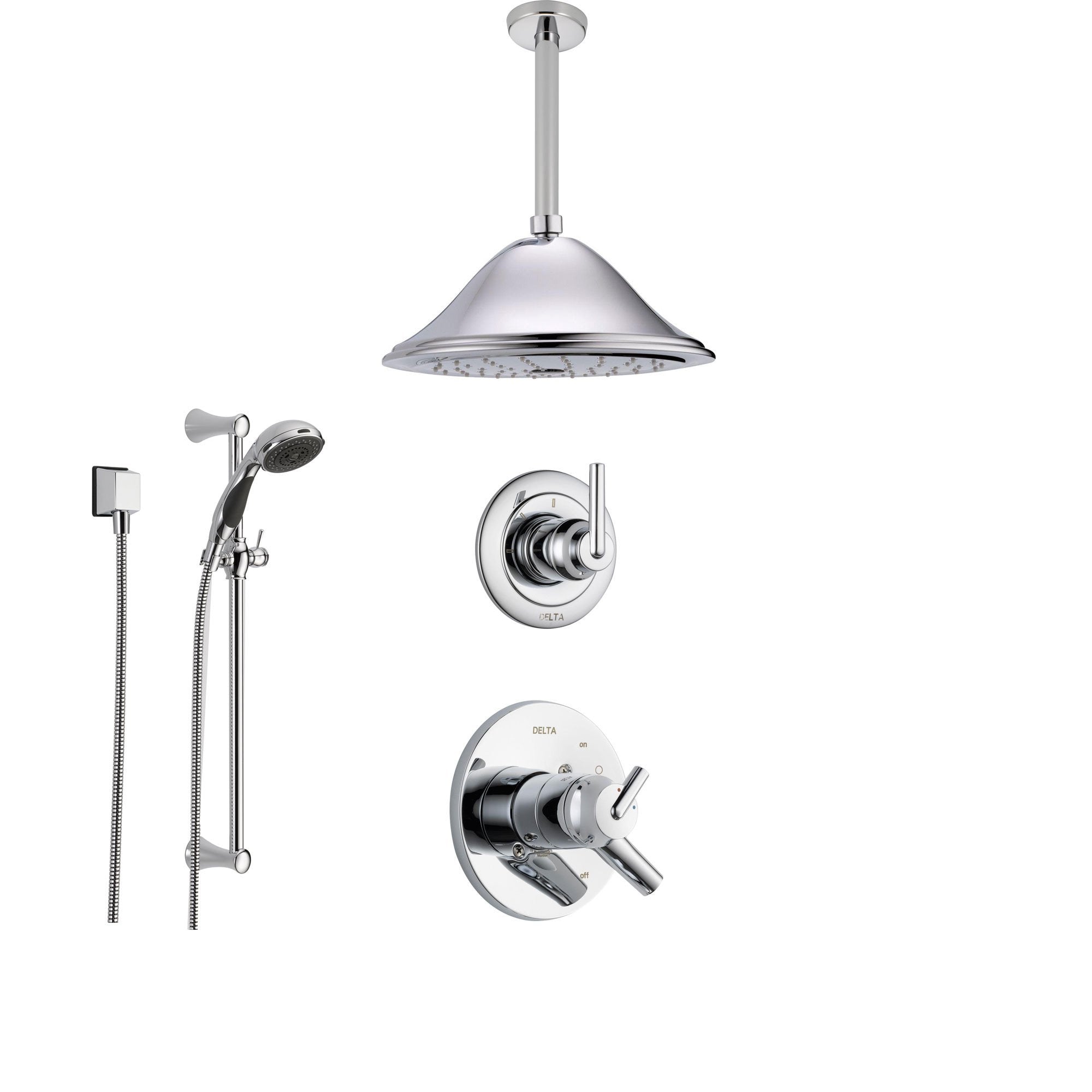 Delta Trinsic Chrome Shower System with Dual Control Shower Handle, 3-setting Diverter, Large Rain Showerhead, and Handheld Shower SS175982