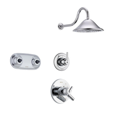 Delta Trinsic Chrome Shower System with Dual Control Shower Handle, 3-setting Diverter, Large Rain Showerhead, and Dual Body Spray Shower Plate SS175984