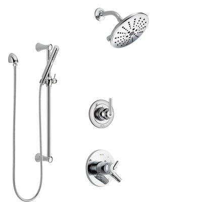 Delta Trinsic Chrome Finish Shower System with Dual Control Handle, 3-Setting Diverter, Showerhead, and Hand Shower with Slidebar SS17598