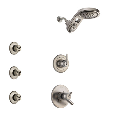 Delta Trinsic Stainless Steel Finish Shower System with Dual Control Handle, 3-Setting Diverter, Dual Showerhead, and 3 Body Sprays SS1759SS8