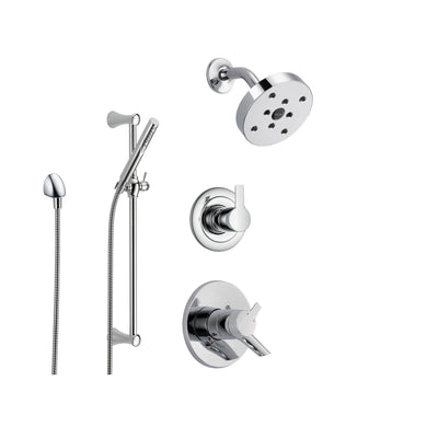 Delta Compel Chrome Shower System with Dual Control Shower Handle, 3-setting Diverter, Modern Round Showerhead, and Handheld Shower Stick SS176184