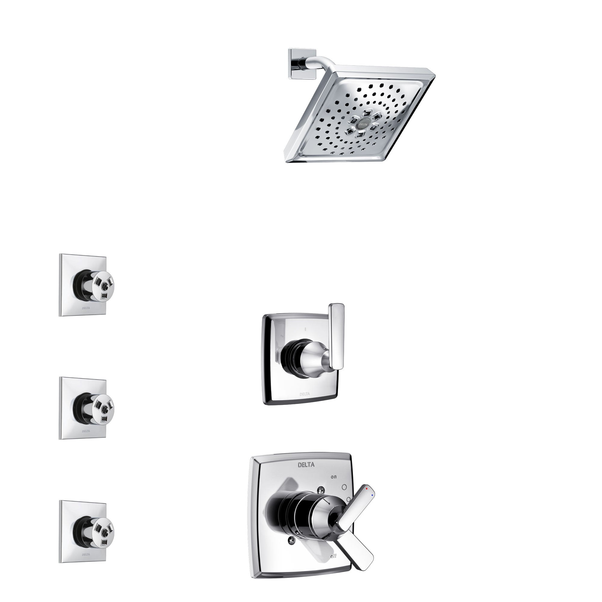 Delta Ashlyn Chrome Finish Shower System with Dual Control Handle, 3-Setting Diverter, Showerhead, and 3 Body Sprays SS17645