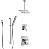 Delta Ara Chrome Finish Shower System with Dual Control Handle, 3-Setting Diverter, Ceiling Mount Showerhead, and Hand Shower with Slidebar SS17675