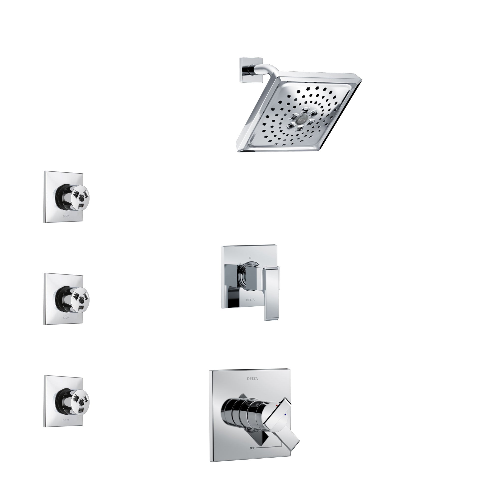 Delta Ara Chrome Finish Shower System with Dual Control Handle, 3-Setting Diverter, Showerhead, and 3 Body Sprays SS17677