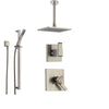 Delta Arzo Stainless Steel Shower System with Dual Control Shower Handle, 3-setting Diverter, Modern Square Ceiling Mount Showerhead, and Hand Shower Spray SS178681SS