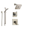 Delta Arzo Stainless Steel Shower System with Dual Control Shower Handle, 3-setting Diverter, Modern Square Showerhead, and Handheld Shower SS178684SS
