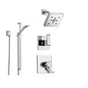 Delta Arzo Chrome Shower System with Dual Control Shower Handle, 3-setting Diverter, Modern Square Showerhead, and Handheld Shower SS178684