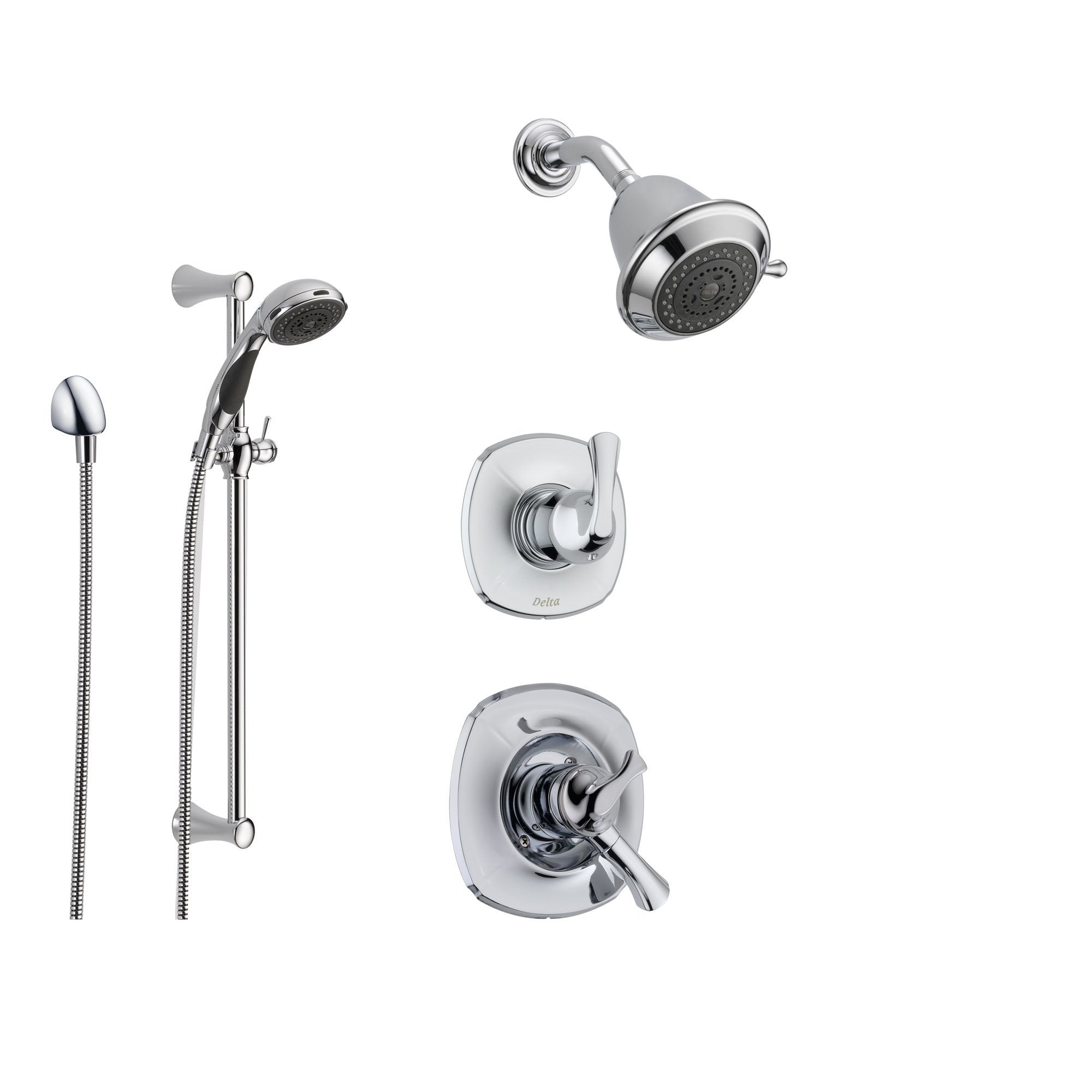 Delta Addison Chrome Shower System with Dual Control Shower Handle, 3-setting Diverter, Showerhead, and Handheld Shower SS179284