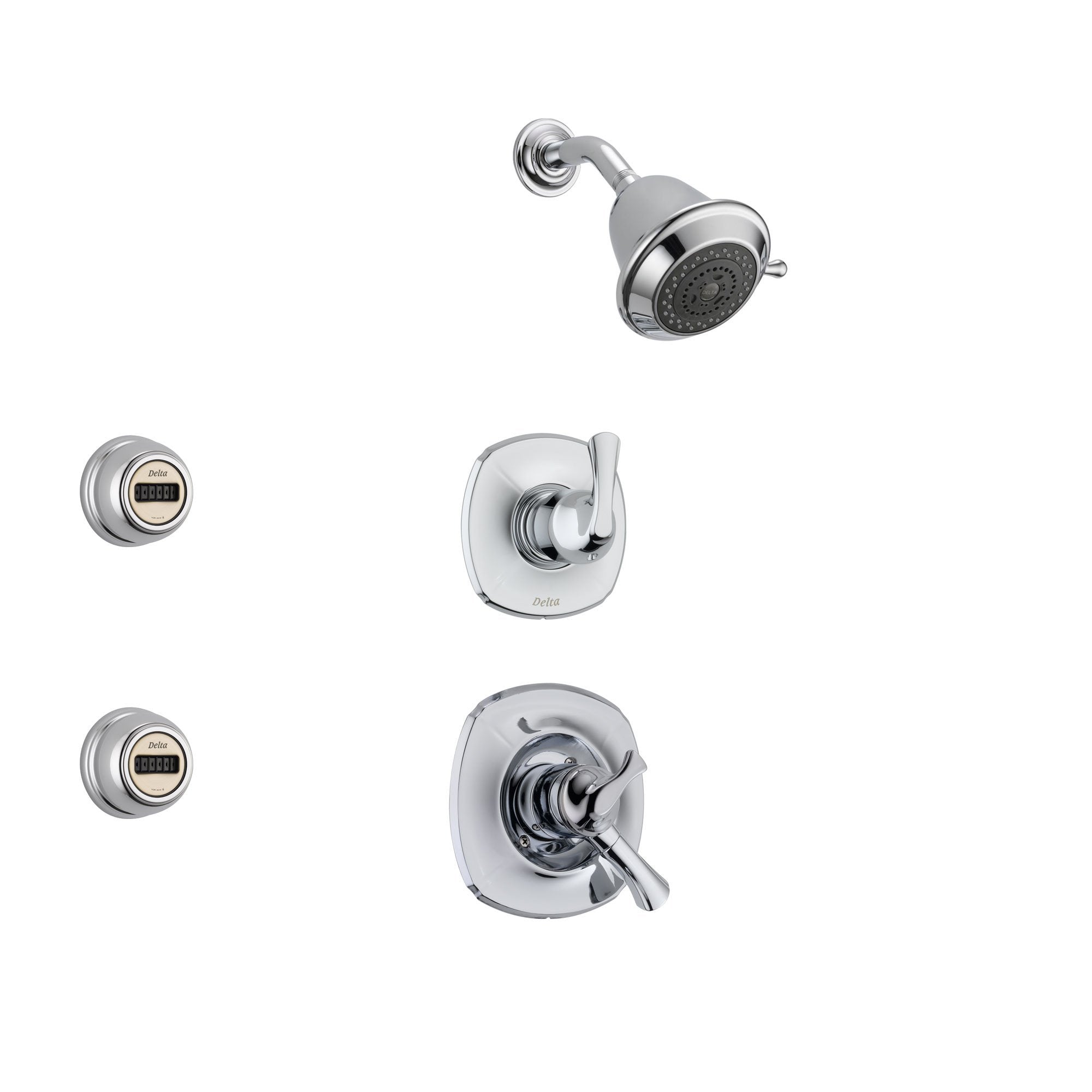 Delta Addison Chrome Shower System with Dual Control Shower Handle, 3-setting Diverter, Showerhead, and 2 Body Sprays SS179285