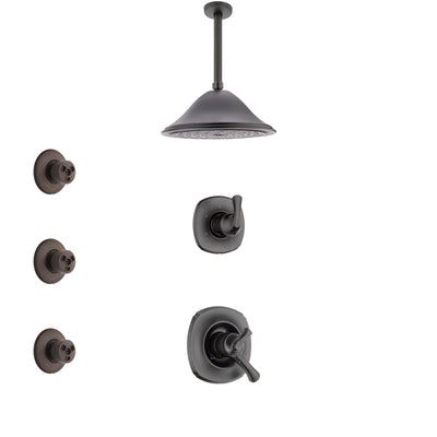 Delta Addison Venetian Bronze Finish Shower System with Dual Control Handle, 3-Setting Diverter, Ceiling Mount Showerhead, and 3 Body Sprays SS1792RB3