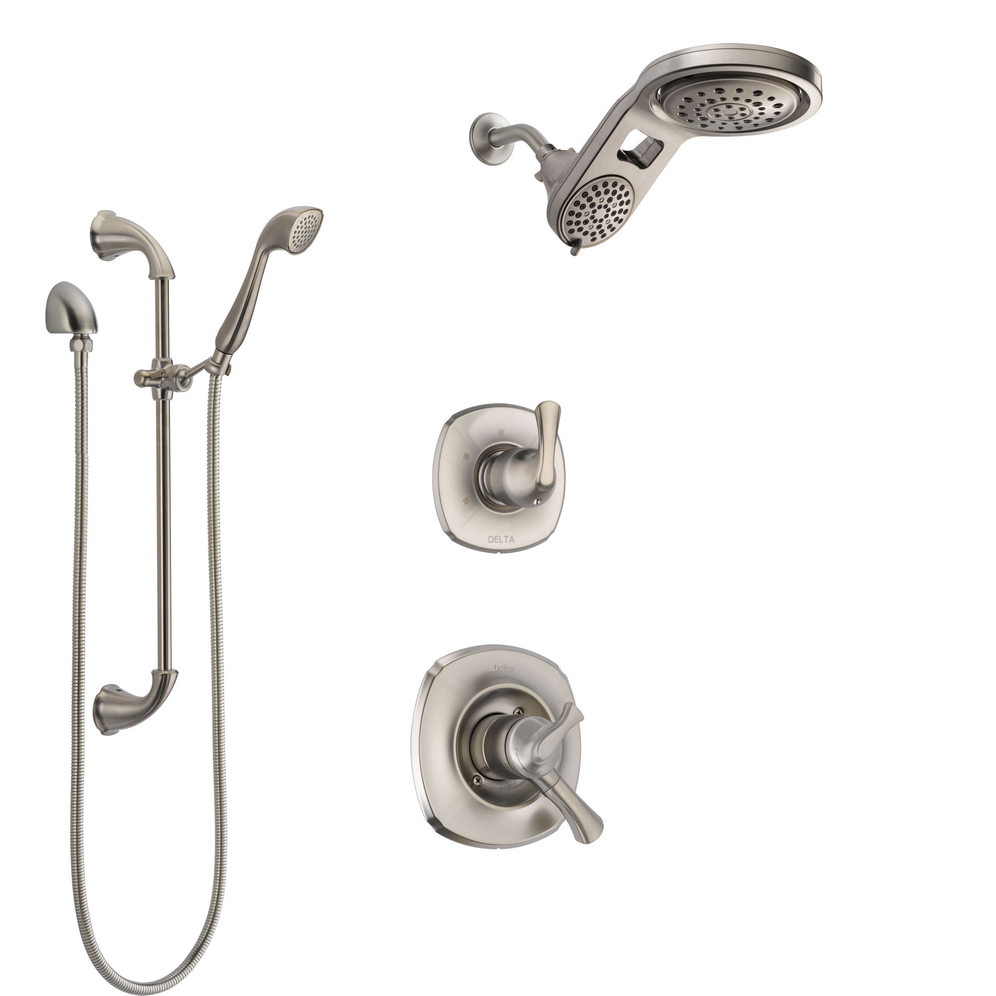 Delta Addison Stainless Steel Finish Shower System with Dual Control Handle, Diverter, Dual Showerhead, and Hand Shower with Slidebar SS1792SS5