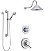Delta Linden Chrome Finish Shower System with Dual Control Handle, 3-Setting Diverter, Showerhead, and Hand Shower with Grab Bar SS17933