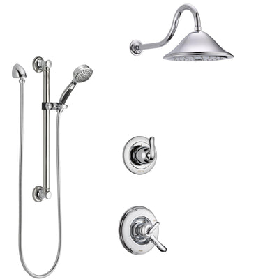 Delta Linden Chrome Finish Shower System with Dual Control Handle, 3-Setting Diverter, Showerhead, and Hand Shower with Grab Bar SS17944