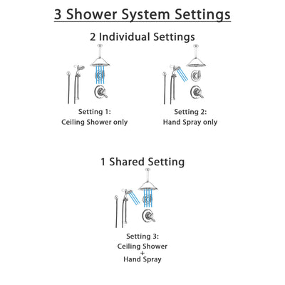 Delta Linden Chrome Shower System with Dual Control Shower Handle, 3-setting Diverter, Large Ceiling Mount Rain Showerhead, and Handheld Shower SS179482