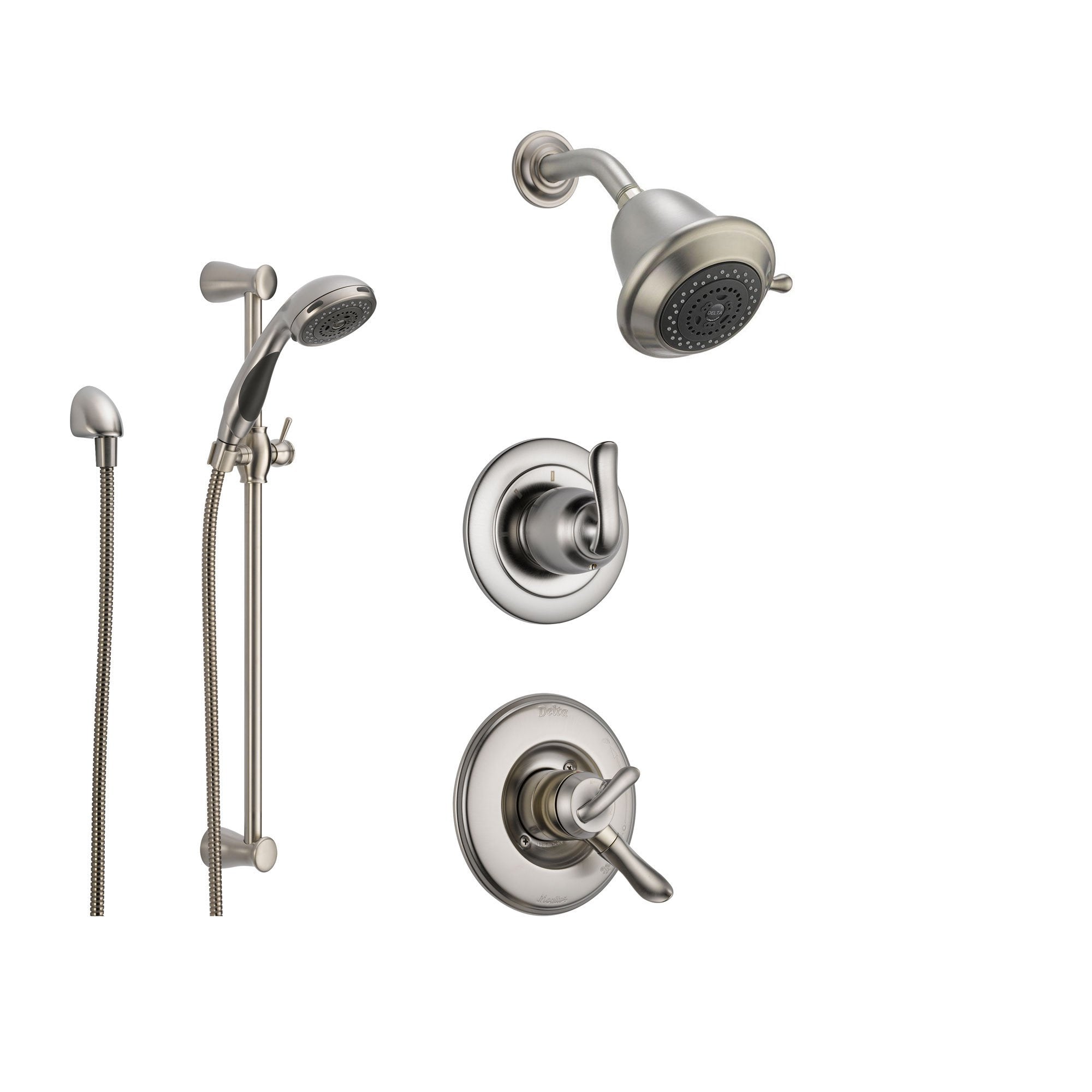 Delta Linden Stainless Steel Shower System with Dual Control Shower Handle, 3-setting Diverter, Showerhead, and Handheld Shower SS179483SS